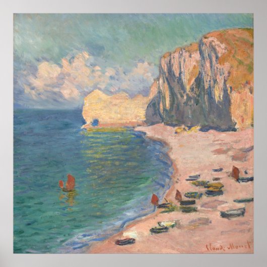 Étretat: Het strand en de Falaise door Claude Mone Poster (Voorkant)