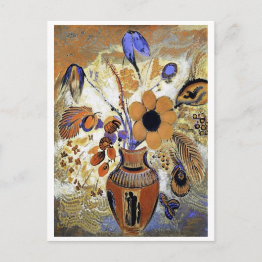 Etruscan Vase with Flowers, Redon Briefkaart (Voorkant)