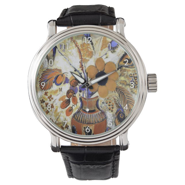 Etruscan Vase with Flowers, Redon Horloge (Voorkant)