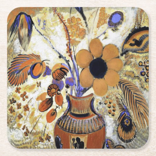 Etruscan Vase with Flowers, Redon Kartonnen Onderzetters (Voorkant)
