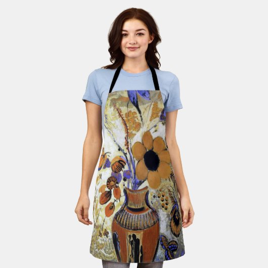 Etruscan Vase with Flowers, Redon Schort (Gedragen)