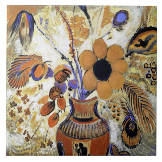 Etruscan Vase with Flowers, Redon Tegeltje (Voorkant)