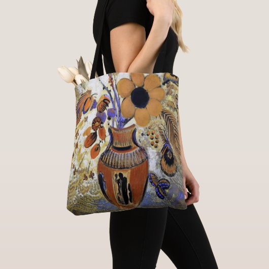 Etruscan Vase with Flowers, Redon Tote Bag (Dichtbij)