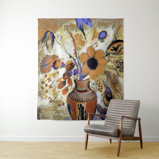 Etruscan Vase with Flowers, Redon Wandkleed (In situ)