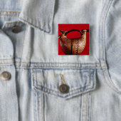 Etruskaskos in de vorm van een eend vierkante button 5,1 cm (In situ)