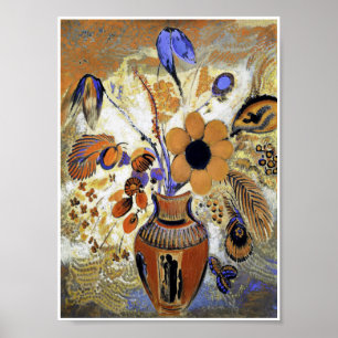 Etruskische vaas met bloemen, Redon Poster