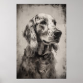 Etsen print portret van een Engelse Setter (Voorkant)