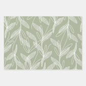 Etste bladeren botanisch patroon in salie groen inpakpapier vel (Voorkant)