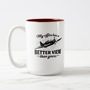 Etter View Piloot WWII Vliegtuig Humor T-shirt Tweekleurige Koffiemok