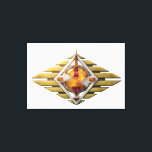 Etude12. Gateway 3d. Canvas Afdruk<br><div class="desc">A unique artistic duo titled "Etude12. Gateway, " showcasing the evolution from a minimalist 2D vector symbol to a high-fidelity 3D conceptual masterpiece. The original graphic features bold geometric lines in yellow and red, while the 3D improvisation breathes life into the design, reimagining it as an ancient artifact crafted from...</div>