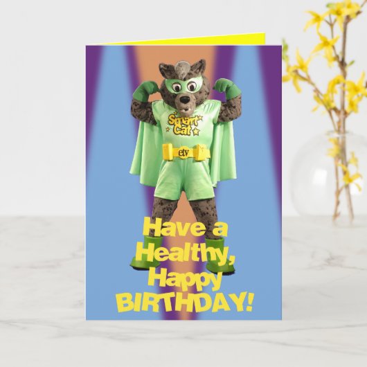 ETV Smart Cat Verjaardag Kaart (Gele Bloem)