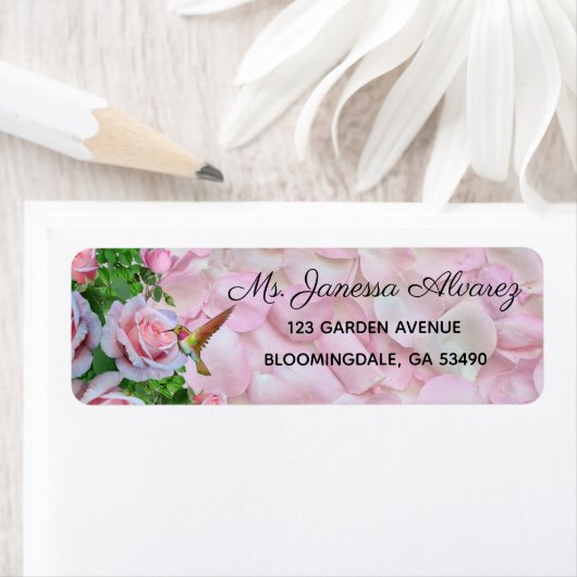 Etyketteerlabels met afbeelding van kolibrie en ro etiket (Insitu)