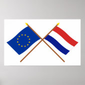 EU and Netherlands Crossed Flags Poster (Voorkant)