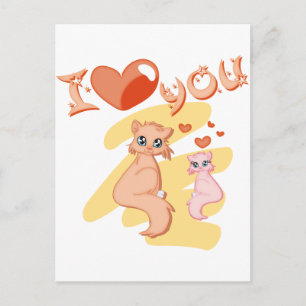 Eu de amo gatos - Ik hou van jullie katten Briefkaart