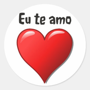 Eu de amo - Ik hou van u in het Portugees Ronde Sticker