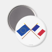 EU en Frankrijk gekruiste vlaggen Magneet (Voorkant / Achterkant)