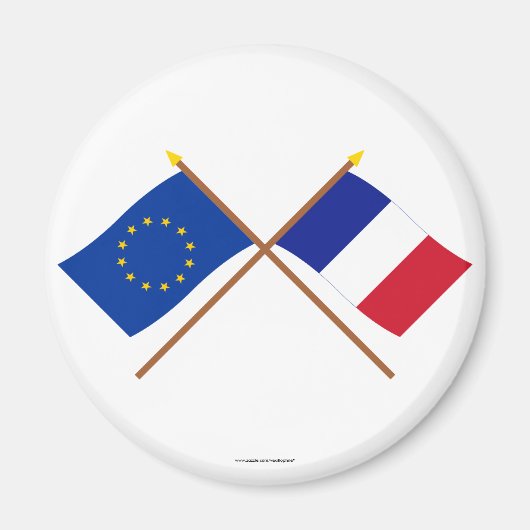 EU en Frankrijk gekruiste vlaggen Magneet (Voorkant)