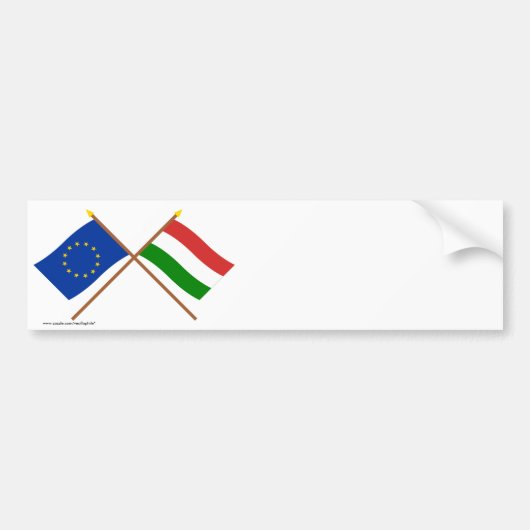EU en Hongarije kruidige vlaggen Bumpersticker (Voorkant)
