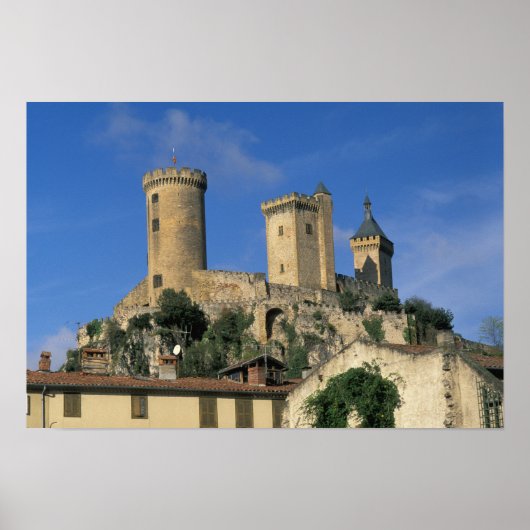 EU, Frankrijk, Foix, Ariege, Pyreneeën. Kasteel Poster (Voorkant)
