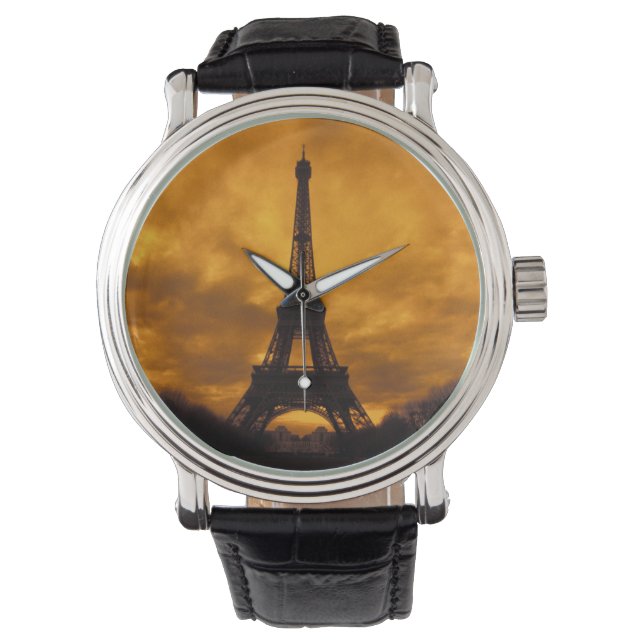 EU, Frankrijk, Parijs. Eiffeltoren. Horloge (Voorkant)