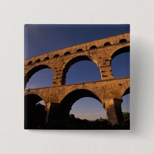 EU, Frankrijk, Provence, Gard, Pont du Gard. 4 Vierkante Button 5,1 Cm (Voorkant)