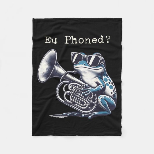 Eu Phoned Funny Euphonium Frog Music Band Pun Fleece Deken (Voorkant)