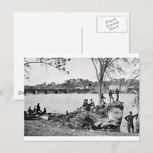 EU-soldaten die de rivier de Potomac in 1861 bewak Briefkaart (Voorkant / Achterkant)