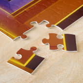 EU, Spanje, Barcelona. Verlichte deuropening nabij Legpuzzel (Zijkant)