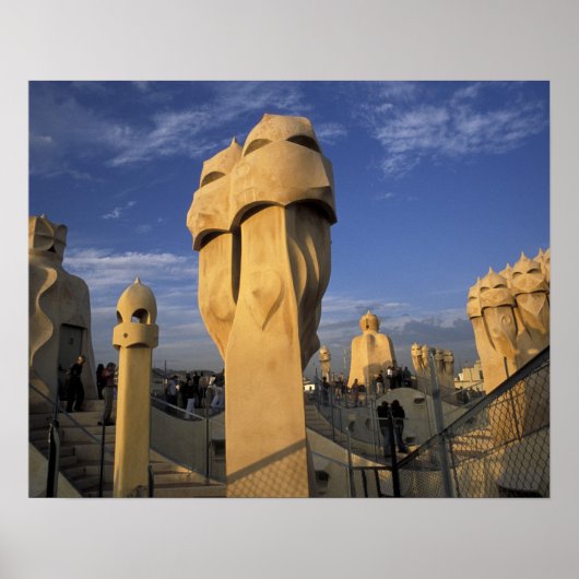EU, Spanje, Catalonië, Barcelona. Antonio Gaudi's Poster (Voorkant)