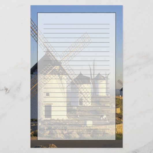 EU, Spanje, La Mancha, Consuegra. Windmolens en Briefpapier (Voorkant)