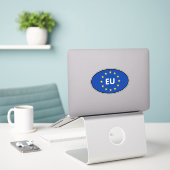 EU vlag Europese Unie landencode ovale vinyl auto Sticker (Laptop op bureau)