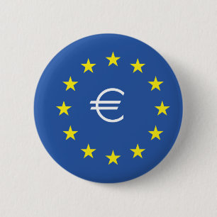 EU-vlag.met EURO-symbool Ronde Button 5,7 Cm