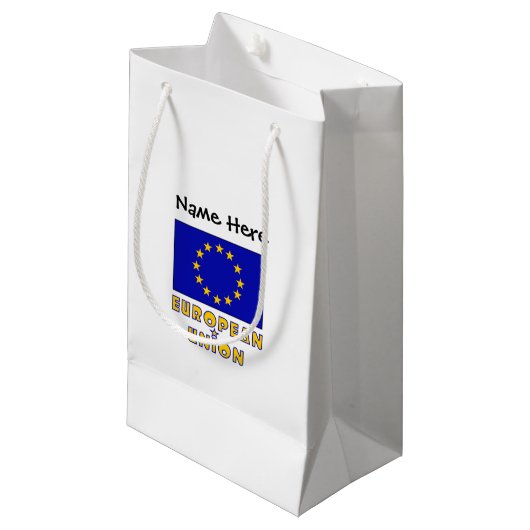 EU vlag zwarte personalisatie Klein Cadeauzakje (Voorkant Gekanteld)