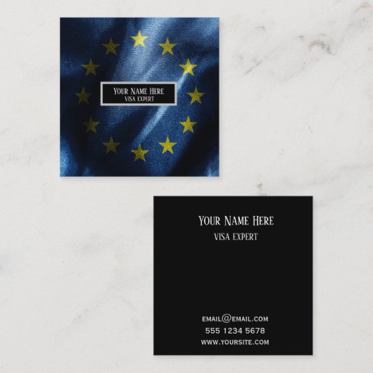 EU-zijde vlag Vierkante Visitekaartje (Voorkant / Achterkant)