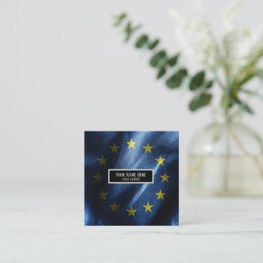 EU-zijde vlag Vierkante Visitekaartje (Staand voorkant)