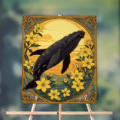 Eubalaena glacialis en gele jasmijnbloemen acryl bord (Neutraal)