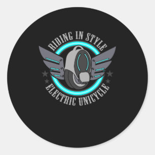 EUC Monowheel Rijden in Stijl Ronde Sticker