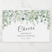 Eucaliptus Greenery Cheers Vrijgezellenfeest Sparkling Wijnetiket (Enkel label)