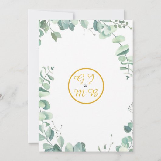 Eucaliptus Wedding Invite - Waterverf tekening Kaart (Achterkant)