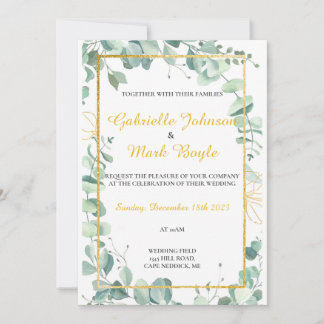 Eucaliptus Wedding Invite - Waterverf tekening Kaart