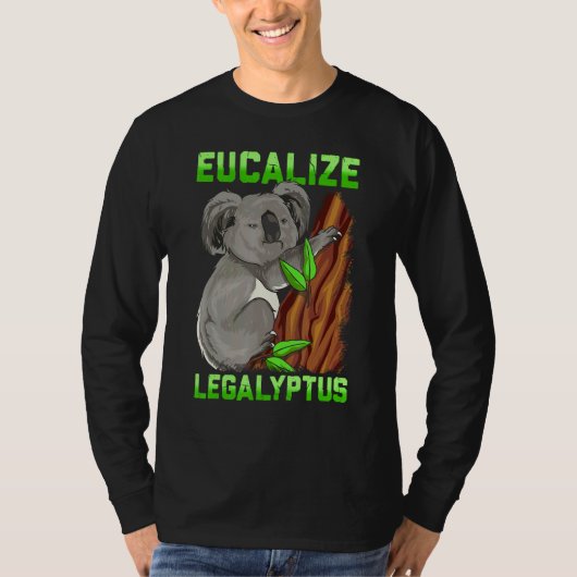 Eucalize Legalyptus Stoner Koala Beer Pun Meme T-shirt (Voorkant)