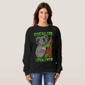 Eucalize Legalyptus Stoner Koala Beer Pun Meme Trui (Voorkant volledig)