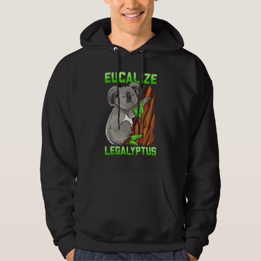 Eucalize Legalyptus Stoner Koala Beer Puns Meme Hoodie (Voorkant)