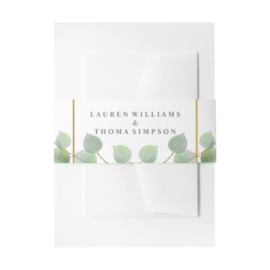 Eucalpytus Gold Glitter Uitnodigingen Wikkel (Voorkant Voorbeeld)
