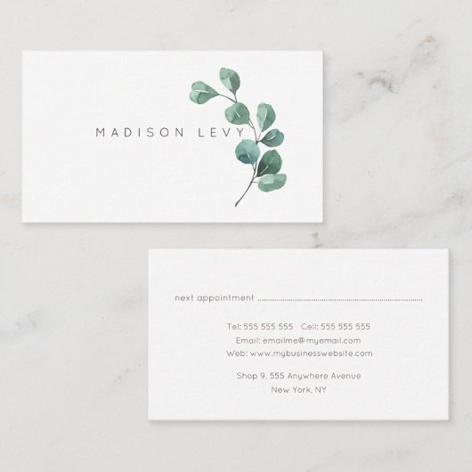 Eucalypt Branch laat ambachtelijke bedrijven over Afsprakenkaartje (Voorkant / Achterkant)