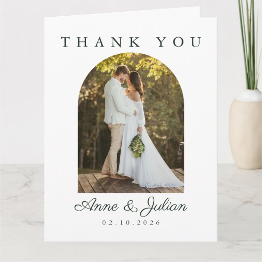 Eucalypthus leaves Modern Wedding With 2 photos Bedankkaart (Voorkant)