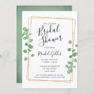 Eucalyptis met Gold Lijst Bridal Shower Kaart