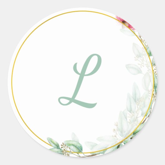 Eucalyptis Monogram Weddenschap Sticker (Voorkant)