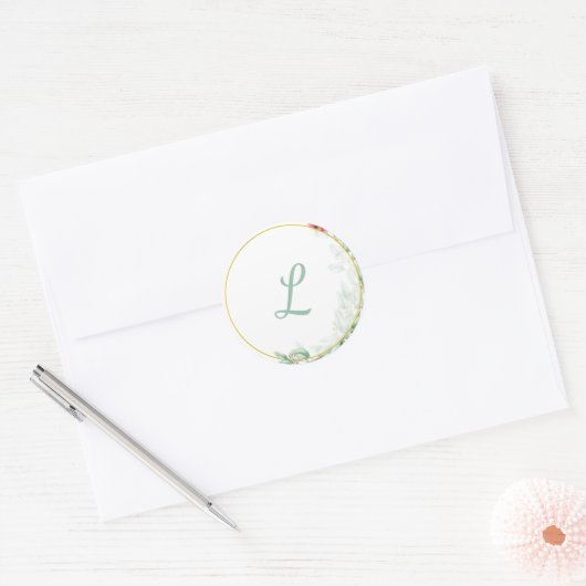 Eucalyptis Monogram Weddenschap Sticker (Envelop)