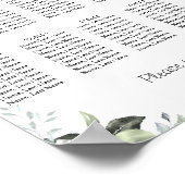 Eucalyptus 10 Tafels zitplaats Chart Poster Bord (Hoek)